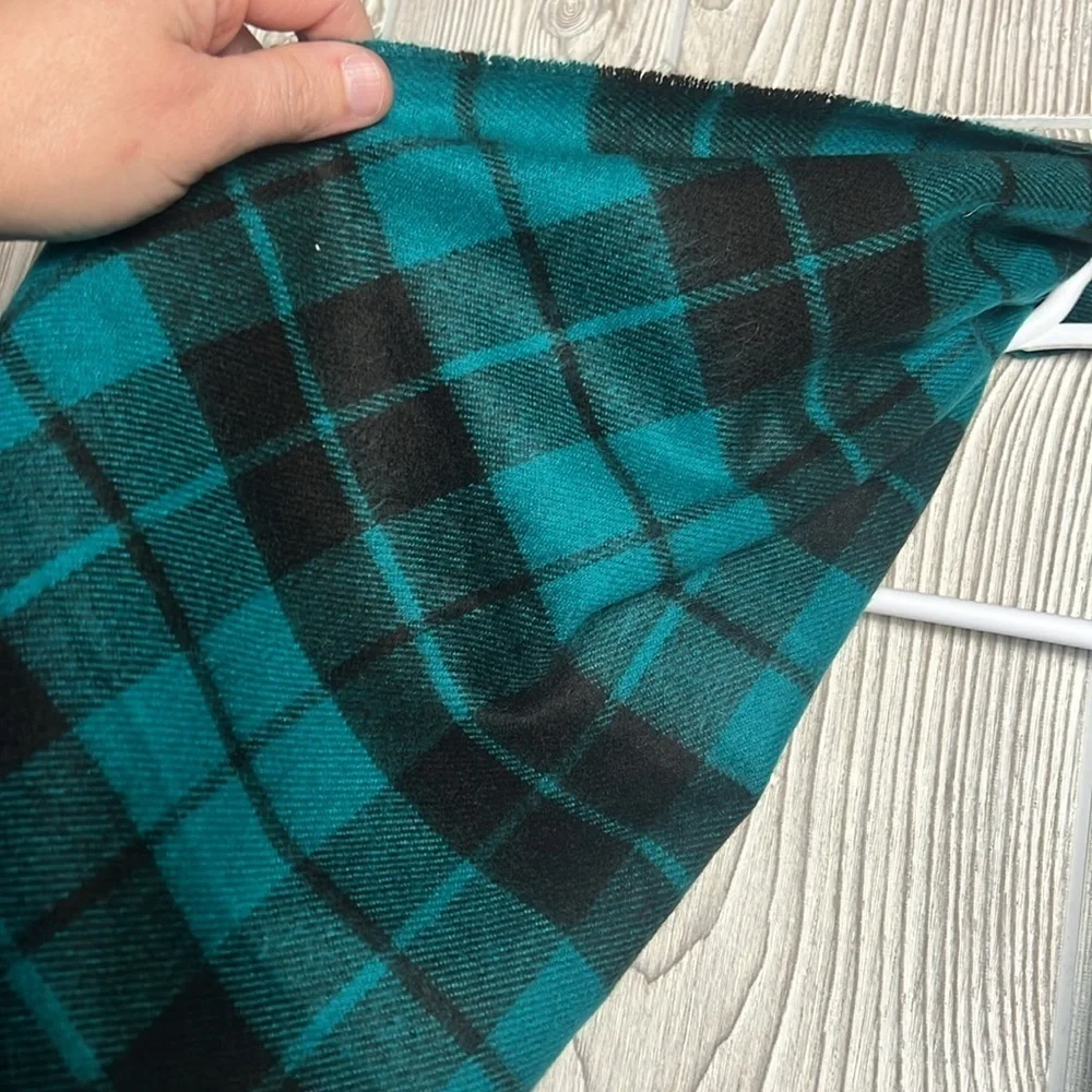 Christian Dior Monsieur Scarf Green Plaid Print Raw Edges Vintage